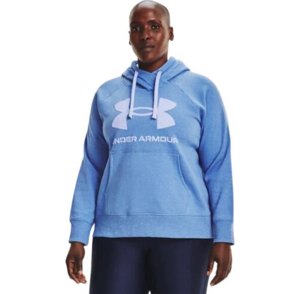 Under Armour Rival Fleece Logo Hoodie Speckled Blue Plus Size 1X - Picture 4 of 5